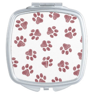 Doodle Paws, Dog Paws, Burgundy Paws Compact Mirror