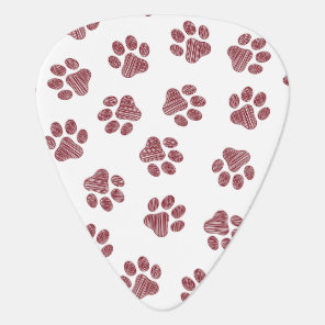 Doodle Paws, Dog Paws, Burgundy Paws Guitar Pick