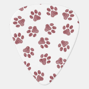 Doodle Paws, Dog Paws, Burgundy Paws Guitar Pick