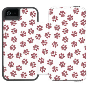 Doodle Paws, Dog Paws, Burgundy Paws iPhone SE/5/5s Wallet Case