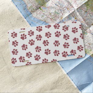Doodle Paws, Dog Paws, Burgundy Paws License Plate