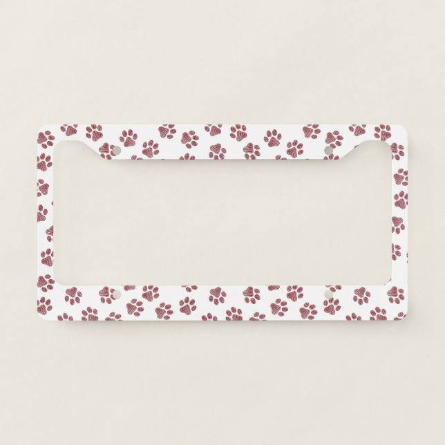 Doodle Paws, Dog Paws, Burgundy Paws License Plate Frame (Front)