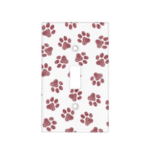 Doodle Paws, Dog Paws, Burgundy Paws Light Switch Cover