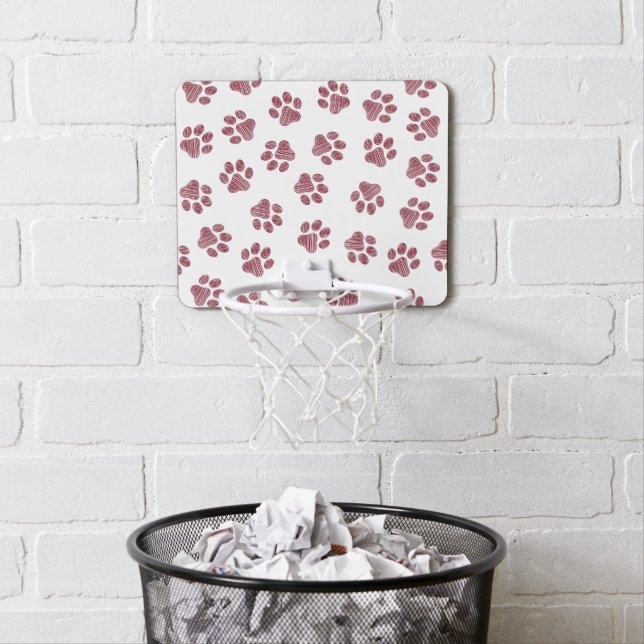 Doodle Paws, Dog Paws, Burgundy Paws Mini Basketball Hoop (In Situ)