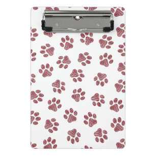 Doodle Paws, Dog Paws, Burgundy Paws Mini Clipboard