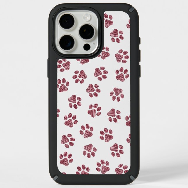 Doodle Paws, Dog Paws, Burgundy Paws Speck iPhone Case (Front)