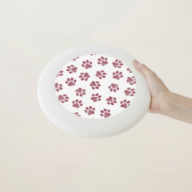 Doodle Paws, Dog Paws, Burgundy Paws Wham-O Frisbee (In Hand)