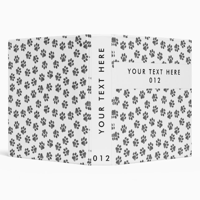 Doodle Paws, Dog Paws, Cat Paws, Black Paws 3 Ring Binder (Background)