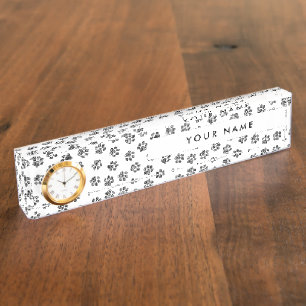 Doodle Paws, Dog Paws, Cat Paws, Black Paws Desk Name Plate