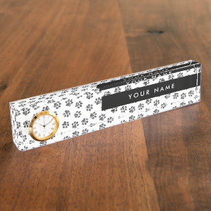 Doodle Paws, Dog Paws, Cat Paws, Black Paws Desk Name Plate