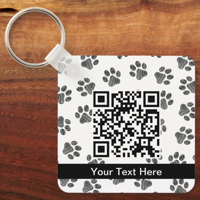 Doodle Paws, Dog Paws, Cat Paws, Black Paws Keychain (Front)