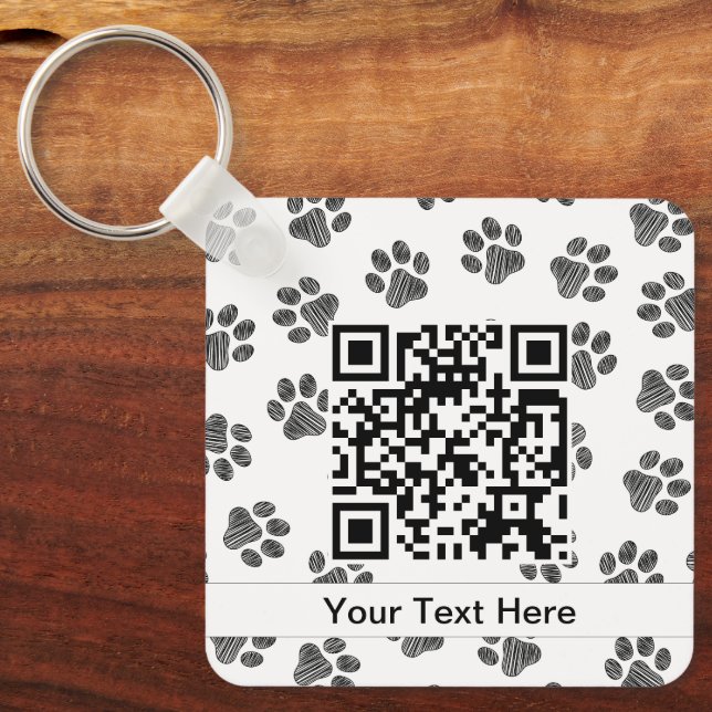 Doodle Paws, Dog Paws, Cat Paws, Black Paws Keychain (Front)