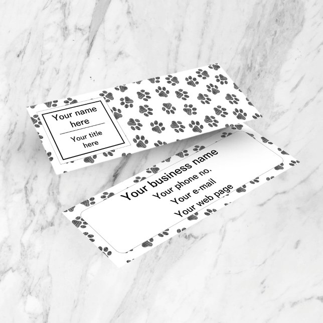 Doodle Paws, Dog Paws, Cat Paws, Black Paws Mini Business Card (Creator Uploaded)