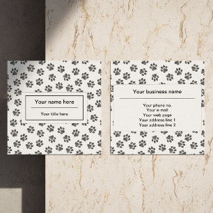 Doodle Paws, Dog Paws, Cat Paws, Black Paws Square Business Card