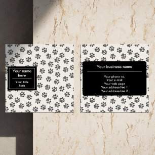 Doodle Paws, Dog Paws, Cat Paws, Black Paws Square Business Card