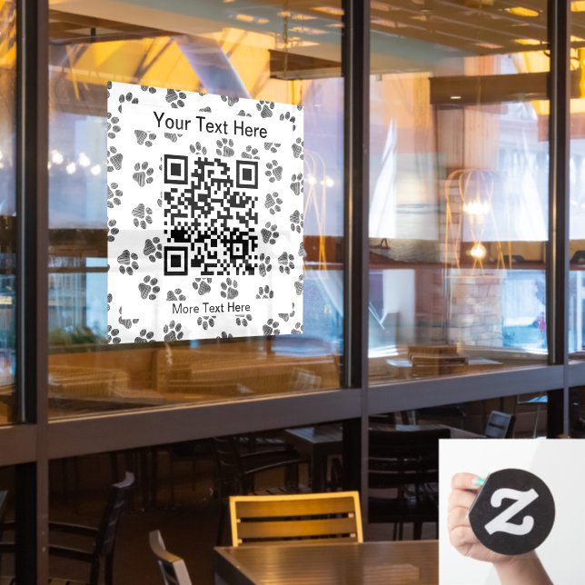 Doodle Paws, Dog Paws, Cat Paws, Black Paws Window Cling (Restaurant Window)