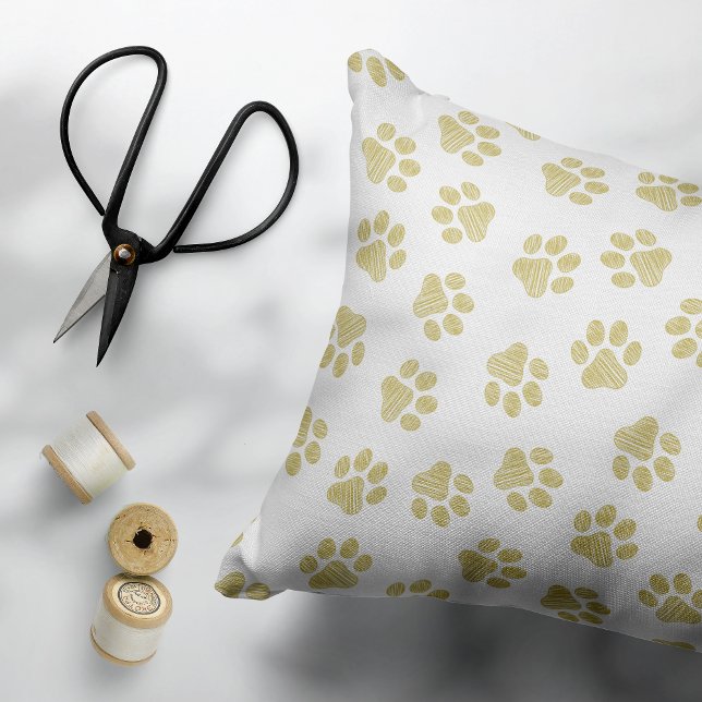 Doodle Paws, Dog Paws, Gold Paws Accent Pillow (Creator Uploaded)