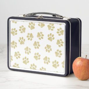 Doodle Paws, Dog Paws, Gold Paws Metal Lunch Box