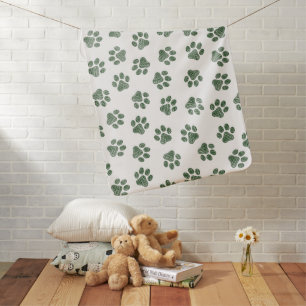 Doodle Paws, Dog Paws, Green Paws Baby Blanket