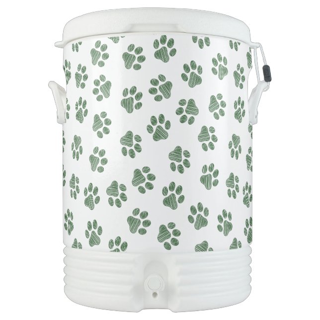 Doodle Paws, Dog Paws, Green Paws Beverage Cooler (Front)