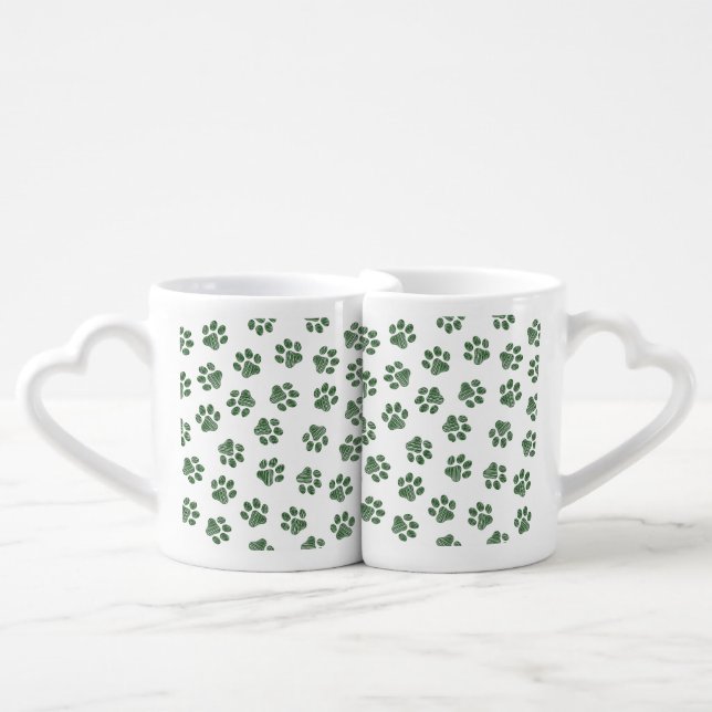 Doodle Paws, Dog Paws, Green Paws Coffee Mug Set (Front Nesting)