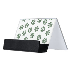 Doodle Paws, Dog Paws, Green Paws Desk Business Card Holder