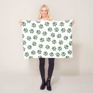 Doodle Paws, Dog Paws, Green Paws Fleece Blanket