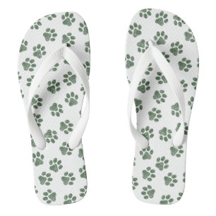 Doodle Paws, Dog Paws, Green Paws Flip Flops