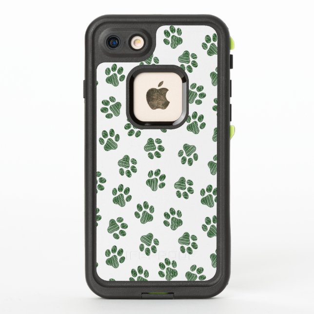 Doodle Paws, Dog Paws, Green Paws LifeProof iPhone Case (Back)