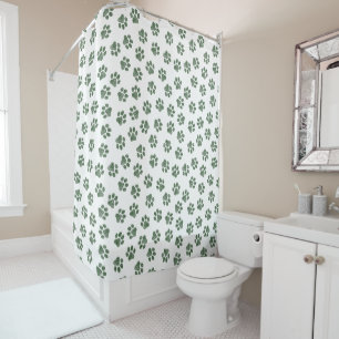 Doodle Paws, Dog Paws, Green Paws Shower Curtain