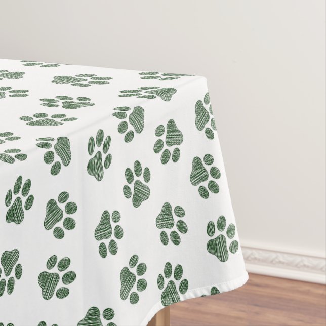 Doodle Paws, Dog Paws, Green Paws Tablecloth (In Situ)