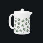 Doodle Paws, Dog Paws, Green Paws Teapot<br><div class="desc">Cute,  fun and adorable pattern with doodle paws in green color on white background. Modern and trendy gift,  perfect for the dog and cat lover in your life.</div>