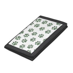 Doodle Paws, Dog Paws, Green Paws Tri-fold Wallet