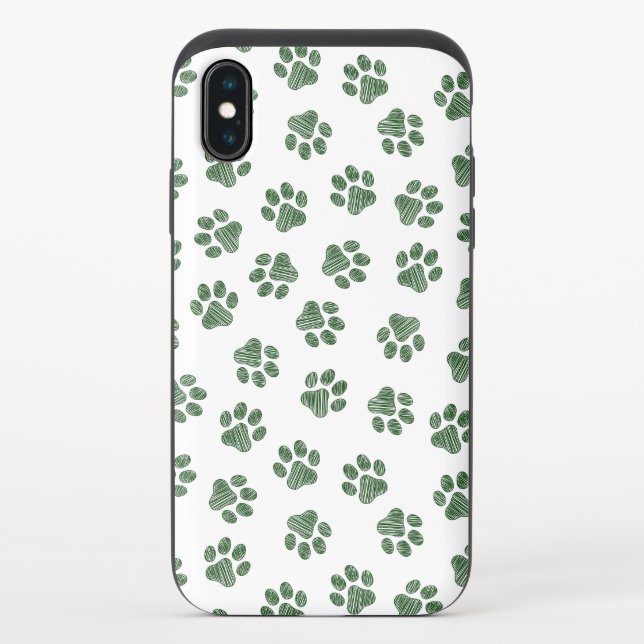 Doodle Paws, Dog Paws, Green Paws Uncommon iPhone Case (Back)