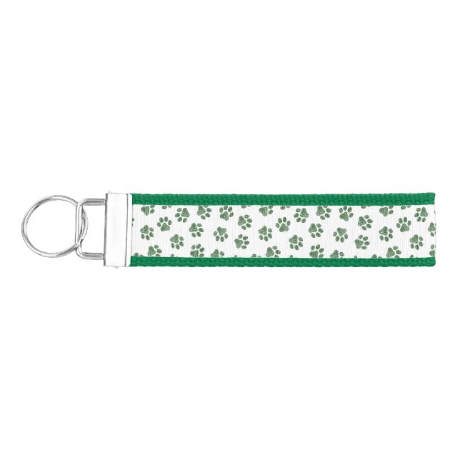 Doodle Paws, Dog Paws, Green Paws Wrist Keychain (Keys on Left)