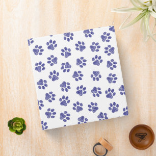 Doodle Paws, Dog Paws, Navy Blue Paws 3 Ring Binder