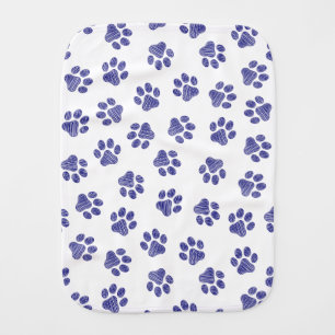 Doodle Paws, Dog Paws, Navy Blue Paws Baby Burp Cloth