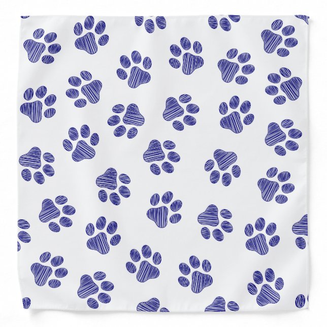 Doodle Paws, Dog Paws, Navy Blue Paws Bandana (Front)