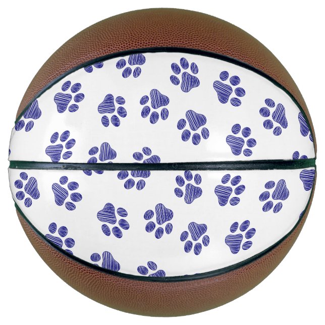 Doodle Paws, Dog Paws, Navy Blue Paws Basketball (Front)