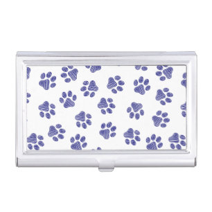 Doodle Paws, Dog Paws, Navy Blue Paws Business Card Case
