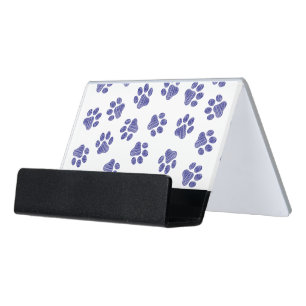 Doodle Paws, Dog Paws, Navy Blue Paws Desk Business Card Holder
