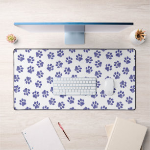 Doodle Paws, Dog Paws, Navy Blue Paws Desk Mat