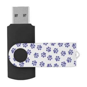 Doodle Paws, Dog Paws, Navy Blue Paws Flash Drive