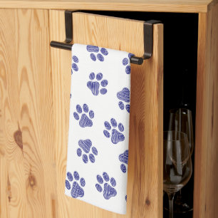 Doodle Paws, Dog Paws, Navy Blue Paws Kitchen Towel