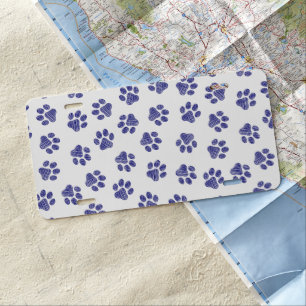 Doodle Paws, Dog Paws, Navy Blue Paws License Plate