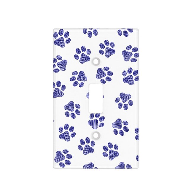 Doodle Paws, Dog Paws, Navy Blue Paws Light Switch Cover (Front)