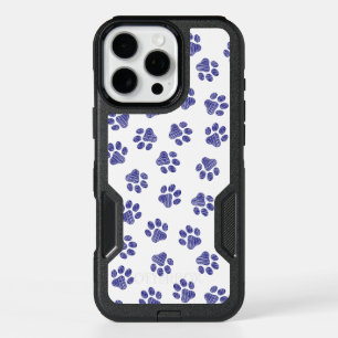Doodle Paws, Dog Paws, Navy Blue Paws iPhone 16 Pro Max Case
