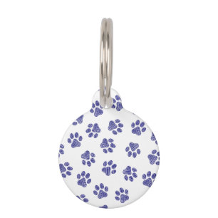 Doodle Paws, Dog Paws, Navy Blue Paws Pet ID Tag