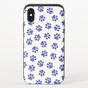 Doodle Paws, Dog Paws, Navy Blue Paws iPhone XS Slider Case