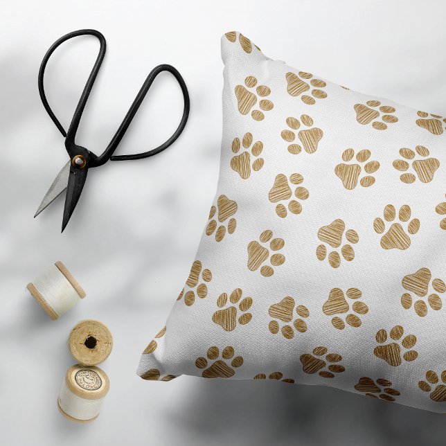 Doodle Paws, Dog Paws, Orange Gold Paws Accent Pillow (Creator Uploaded)